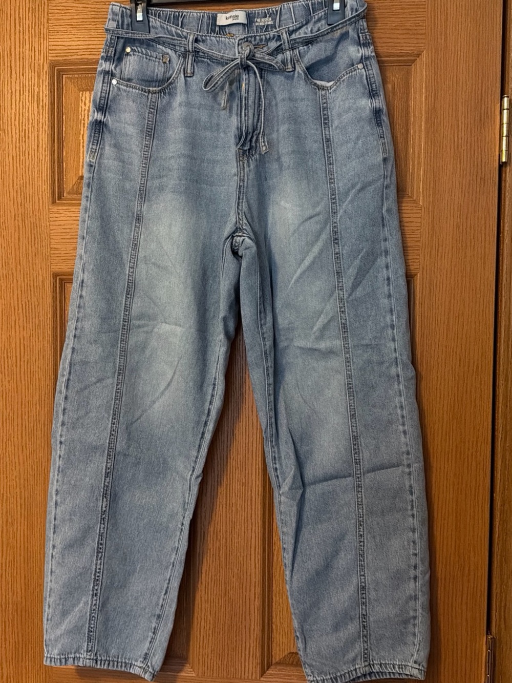 Kensie Light Blue Denim Drawstring Ankle Jeans